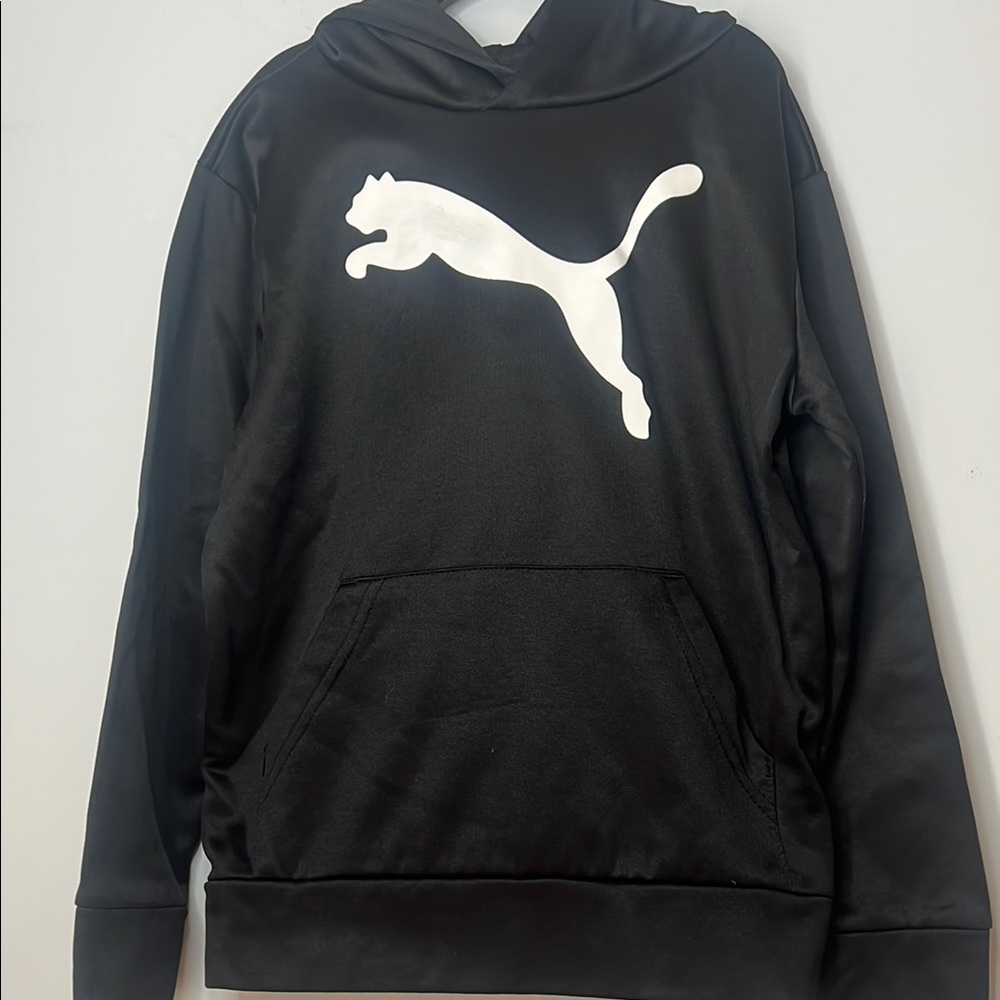 Puma Kids Black Sweatshirt Hoodie with White Puma Logo‎ Boys size Small/ 8